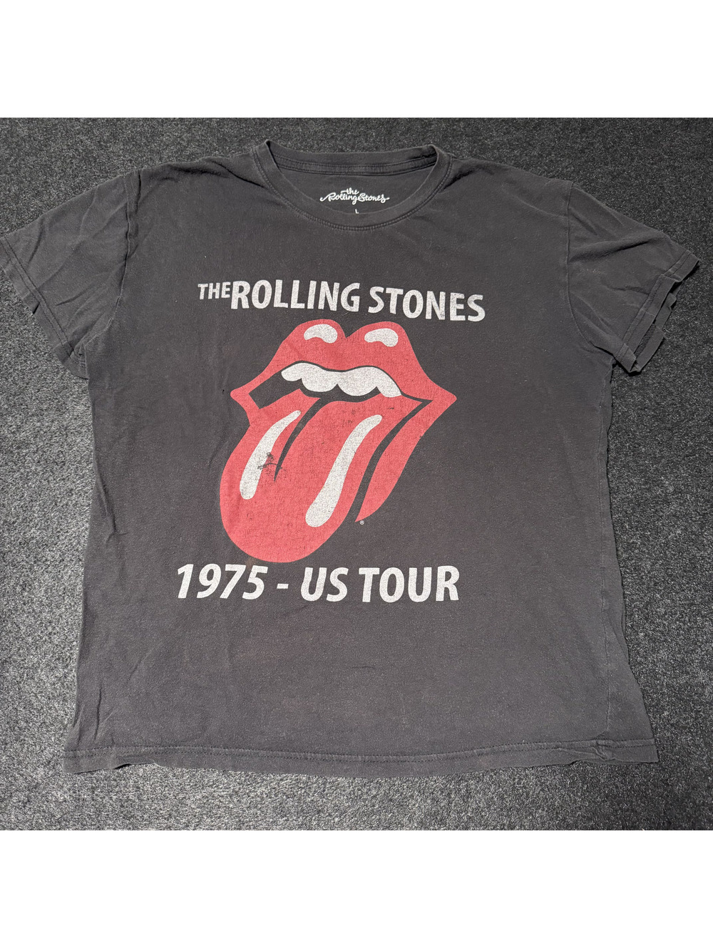 The Rolling Stones 1975 US Tour Graphic Band T-Shirt Charcoal Gray Size L